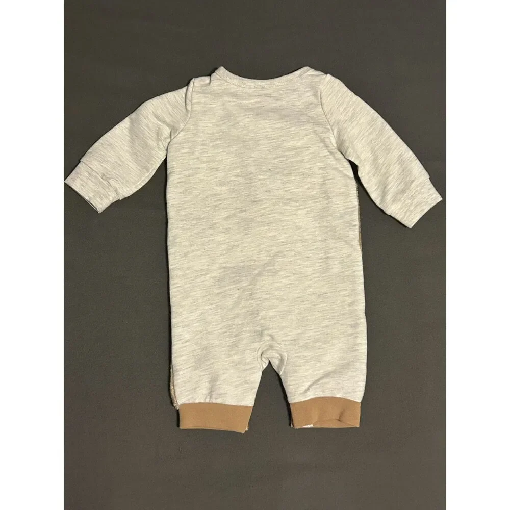 NWT Holiday Time Baby Reindeer Romper Beige 0-3M Christmas Onesie